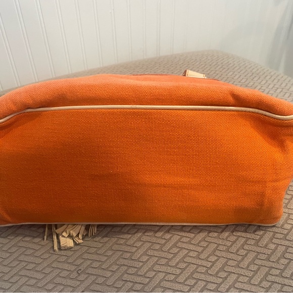 Vintage Celine Orange and Cream Handbag with Tassels - Picture 3 of 5